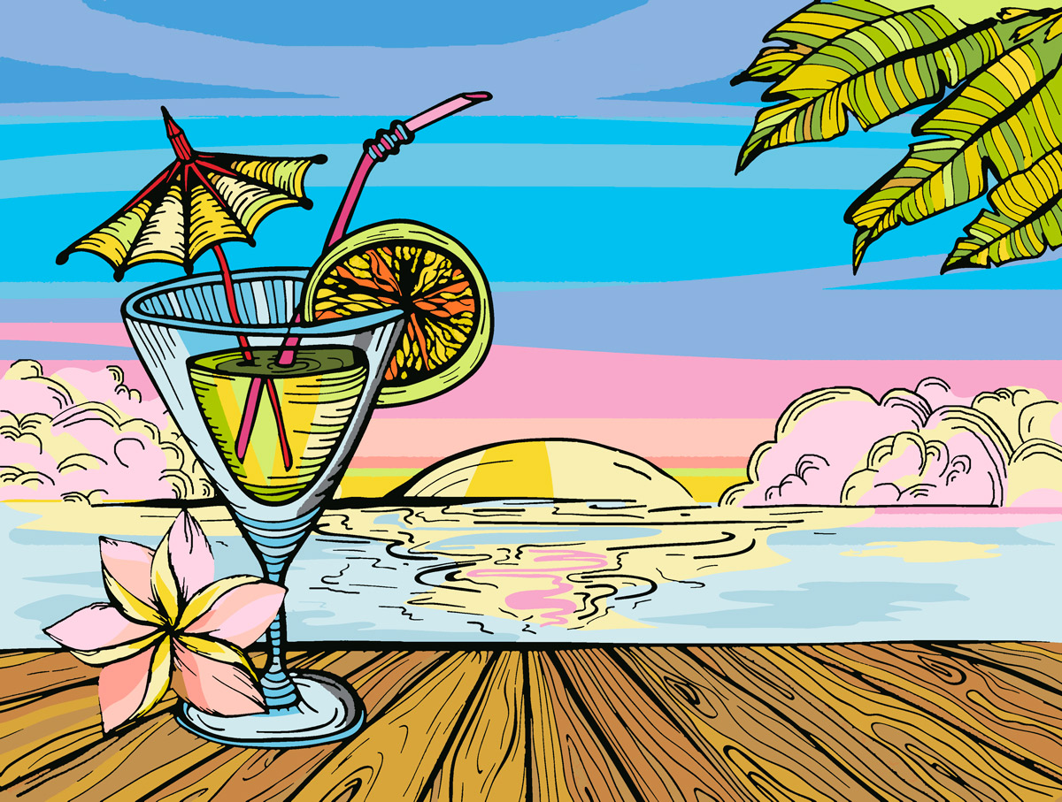 Скетч с коктейлями на пляже